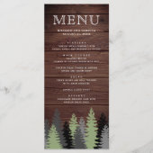 Pine Trees Rustic Wood Winter Wedding Menükarte (Vorderseite)