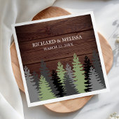 Pine Trees Rustic Wood Winter Wedding Serviette