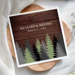 Pine Trees Rustic Wood Winter Wedding Serviette