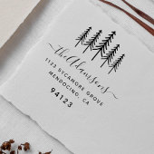 Pine Trees & Script Family Name Rücksendeadresse Gummistempel