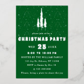 Pine Trees Snow Fallendes Weihnachtsfest Party Folieneinladung (Vorderseite)