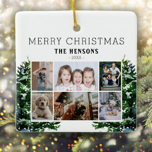 Pine Trees Snow Watercolor Familie 6 Fotomaterial Keramikornament