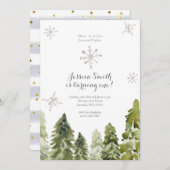 Pine Trees Snowflakes 1. Geburtstag Einladung (Vorne/Hinten)