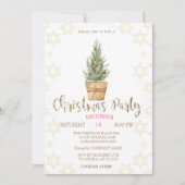 Pine Trees Snowflakes Weihnachtsfest Party Einladung (Vorderseite)