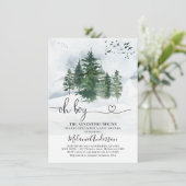 Pine Trees The Adventure fängt mit Baby-Dusche an Einladung (Stehend Vorderseite)