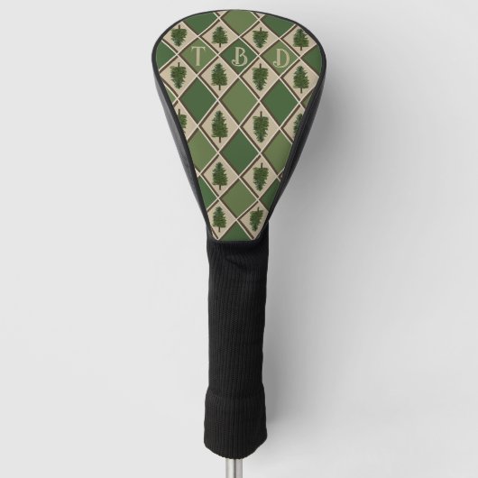 Pine Trees und Harlequin Golf Head Cover Headcover (Vorderseite)