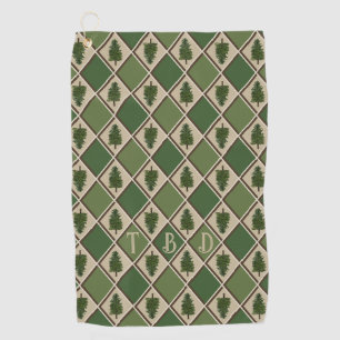 Pine Trees und Harlequin Golf Towel Golfhandtuch
