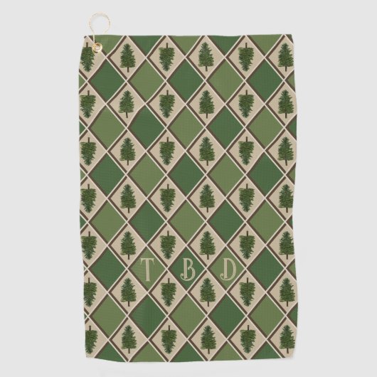 Pine Trees und Harlequin Golf Towel Golfhandtuch (Vorderseite)