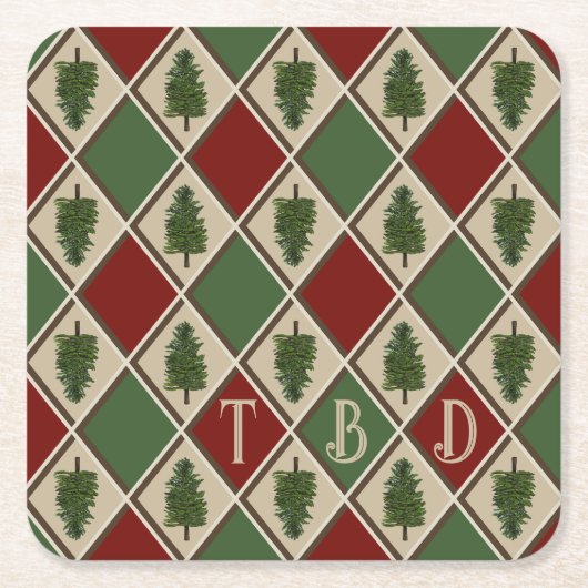 Pine Trees und Harlequin Paper Untersetzer (Vorderseite)