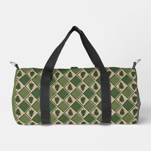 Pine Trees und Harlequin Small Duffel Bag Duffle Bag (Vorderseite)