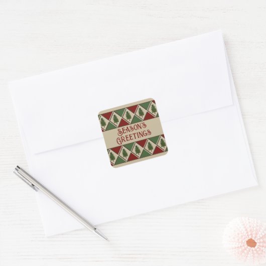 Pine Trees und Harlequin Square Sticker (Umschlag)