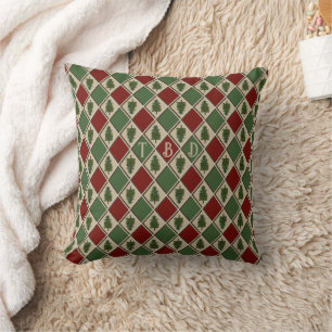 Pine Trees und Harlequin Throw Kissen