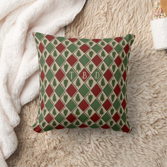 Pine Trees und Harlequin Throw Kissen (Decke)