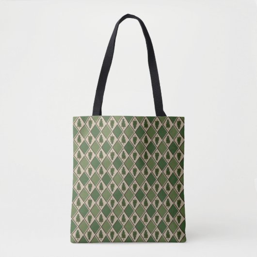 Pine Trees und Harlequin Tote Bag Tasche (Vorderseite)