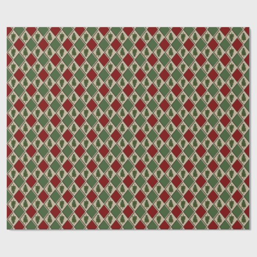 Pine Trees und Harlequin Wrapping Paper Geschenkpapier (Flach)