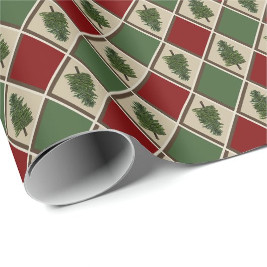 Pine Trees und Harlequin Wrapping Paper Geschenkpapier (Rolleneckpunkt)