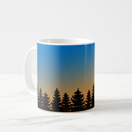 Pine Trees und Sunset Sky | Pinienwald | Kaffeetasse (Vorderseite Links)