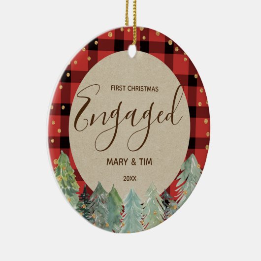 Pine Trees Verlobtes Weihnachtsgeschenk Keramik Ornament (Rechts)
