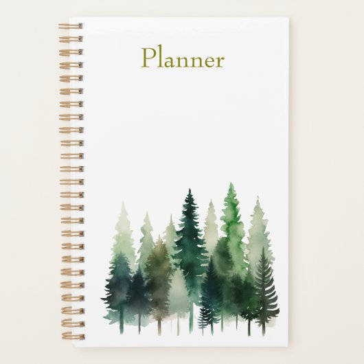 Pine Trees Watercolor Annual Planner Planer (Vorderseite)