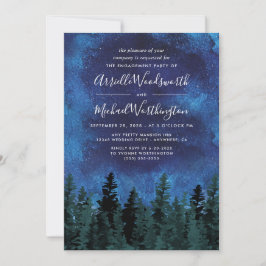 Pine Trees Watercolor Engagement Party Einladungen