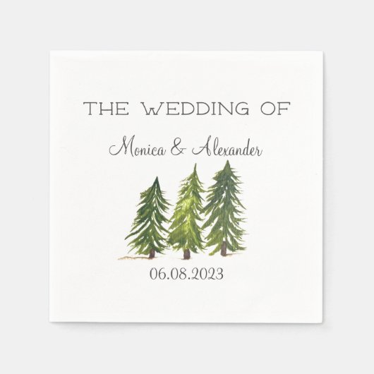 Pine Trees Watercolor Forest Wedding Party Serviette (Vorderseite)
