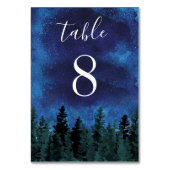Pine Trees Watercolor Rustic Evergreen Wedding Tischnummer (Rückseite)