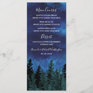 Pine Trees Watercolor Rustic Wedding Menu Cards Menükarte