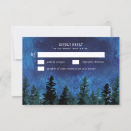 Pine Trees Watercolor Rustic Wedding RSVP Cards Karte