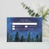 Pine Trees Watercolor Rustic Wedding RSVP Cards Karte (Stehend Vorderseite)