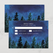 Pine Trees Watercolor Rustic Wedding RSVP Cards Karte (Vorne/Hinten)