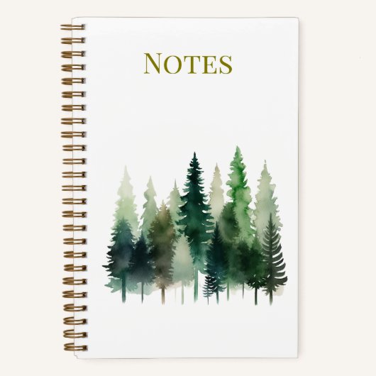 Pine Trees Watercolor Spiral Notebook Notizblock (Vorderseite)