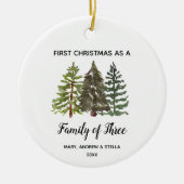 Pine Trees Weihnachten als Familie von drei Keramik Ornament (Vorne)