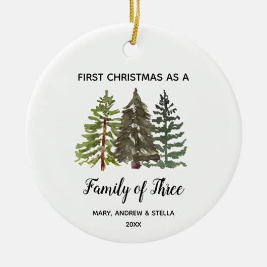 Pine Trees Weihnachten als Familie von drei Keramik Ornament (Vorne)