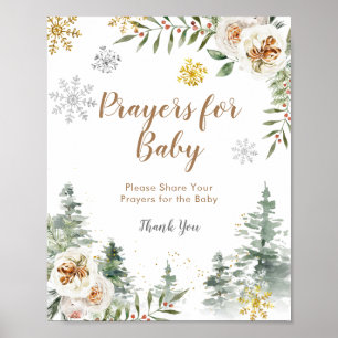 Pine Trees Winter Floral Gebete für das Baby Poster