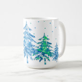 Pine Trees Winter Forest Weihnachten Kaffeetasse (VorderseiteRechts)