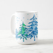 Pine Trees Winter Forest Weihnachten Kaffeetasse (Vorderseite Links)