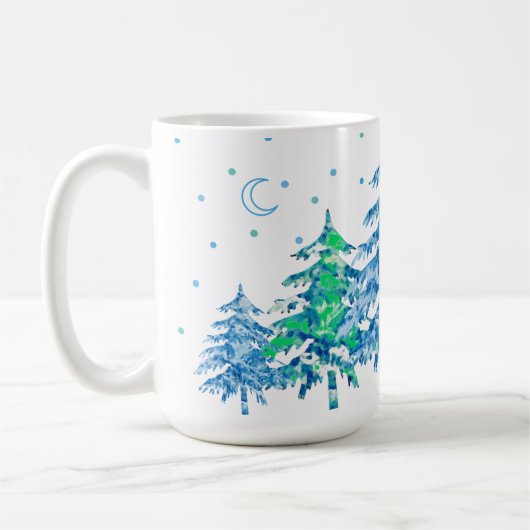 Pine Trees Winter Forest Weihnachten Kaffeetasse (Links)