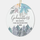 Pine Trees Winter Godmothers Blue Keramik Ornament (Links)