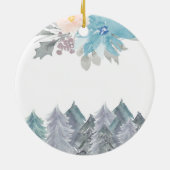 Pine Trees Winter Godmothers Blue Keramik Ornament (Hinten)