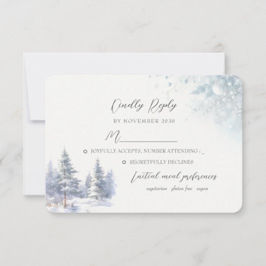 Pine Trees Winter Wedding RSVP Card (Vorderseite)