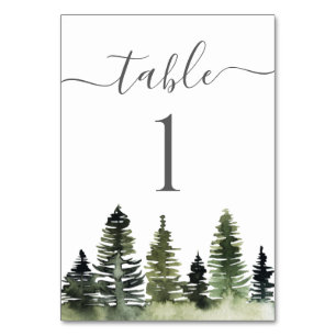 Pine Trees Woodland Babydusche Tischnummer