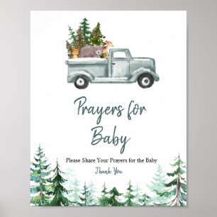 Pine Trees Woodland Gebete für Baby-Zeichen Poster