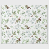 Pine und Eukalyptus Watercolor Wrapping Paper Geschenkpapier (Flach)