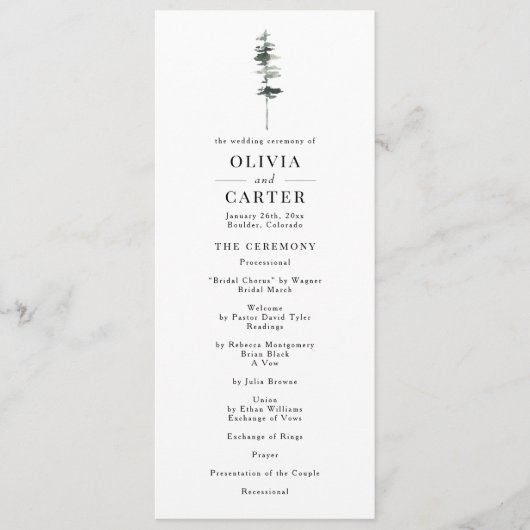 Pine-Wappen-Hochzeitsprogramm Programm (Vorderseite)