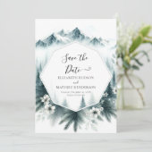 Pine Whimsical Mountains Wedding Save The Date (Stehend Vorderseite)