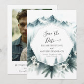 Pine Whimsical Mountains Wedding Save The Date (Vorne/Hinten)