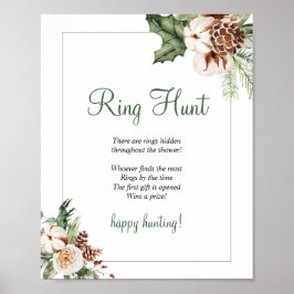 Pine Winter Brautparty Game Ring Hour Sign Poster