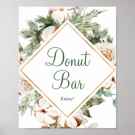 Pine Winter Donut Bar Brautparty-Zeichen Poster (Vorne)