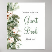 Pine Winter Guest Book Brautparty Signage Poster (Vorne)
