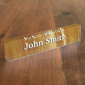 Pine Wood II Imitate Holzgewebe Namensplakette (Seite)